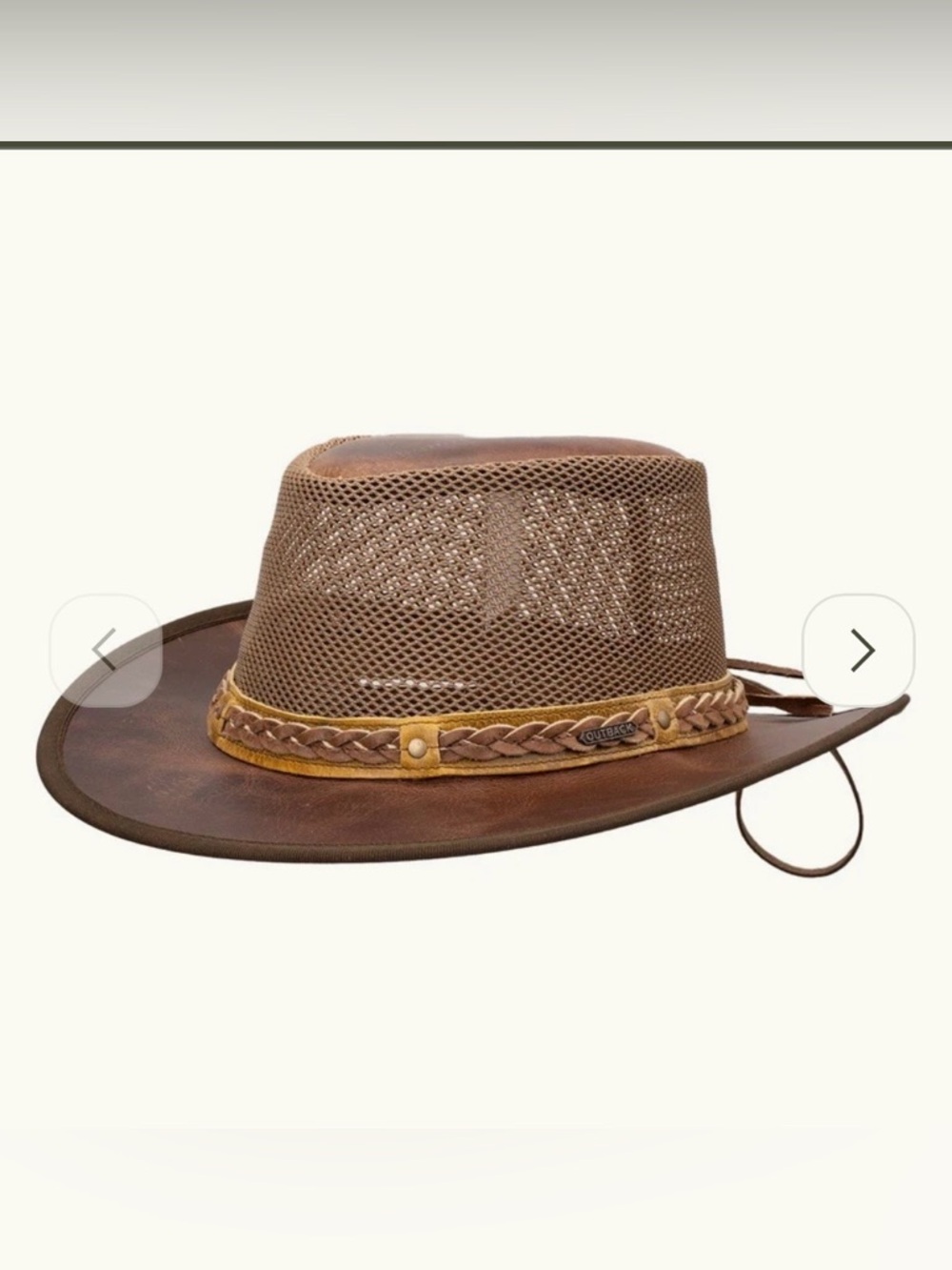 Leather Outback Hat with Mesh Sides - unisex